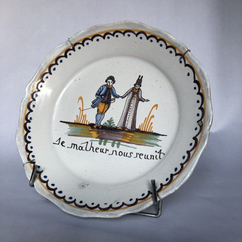 Plate Decorated With A Priest Holding Hands With A Nobleman—nevers Factory