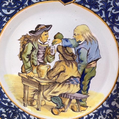 "three Men At The Plogonnec Cabaret" By Alfred Beau—porquier Beau Manufactory—brittany -photo-2