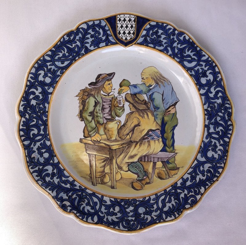 "three Men At The Plogonnec Cabaret" By Alfred Beau—porquier Beau Manufactory—brittany 
