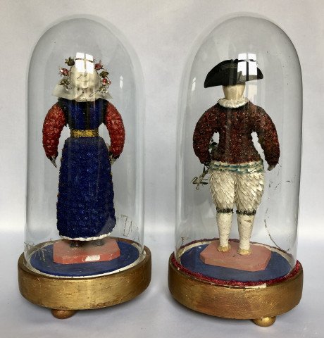 Pair Of Salt Workers Made From Seashells From Bourg De Batz-sur-mer (two Globes) - Brittany-photo-2