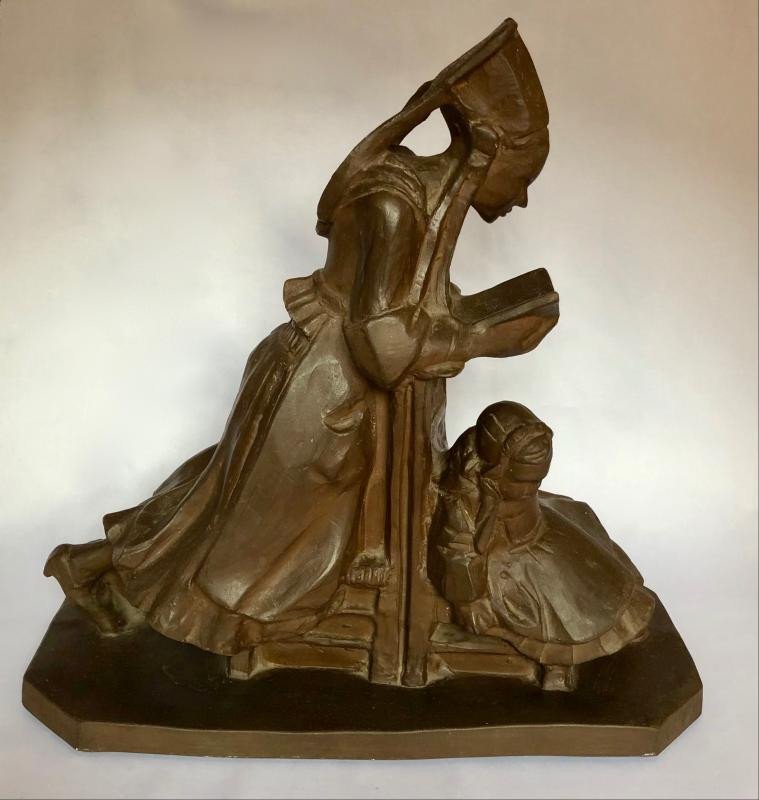 Woman Of Plougastel In Prayer And Her Child By Jim Sévellec - Manufacture Henriot - Brittany