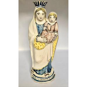 Grande Vierge à l'Enfant XVIIIe - Manufacture Caussy à Quimper - Bretagne