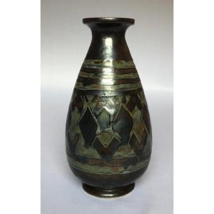 Small Vase With Tight Neck And Diamond Decor - Odetta - Brittany