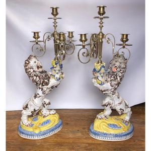 Pair Of Candelabra With Lions By St Clément