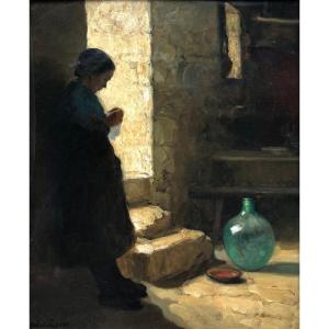 Young Woman Doing Picot - Louis-marie Désiré-lucas - Brittany
