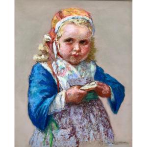 Jeune fille au bonnet de Plougastel par Mary Pirou-Bazin - Bretagne