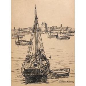 Boats At Anchor In Camaret By Pierre Agnès, Brittany
