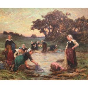 Bretonnes au lavoir par Théophile Deyrolle, Bretagne