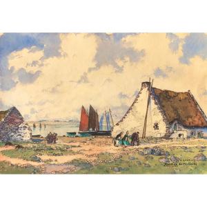 Breton Fishing Village By Ernest Guérin, Brittany