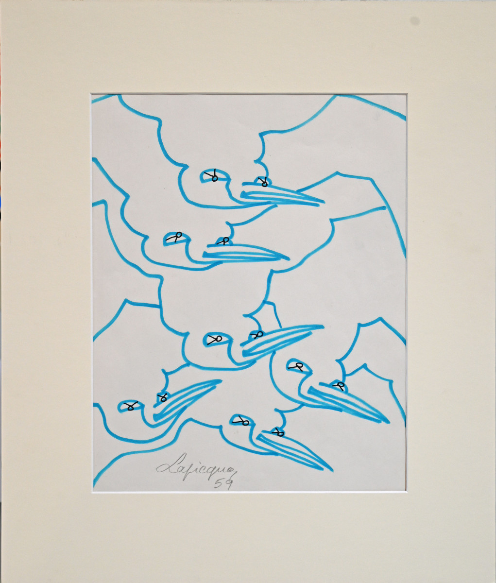 Charles Lapicque. Les Mouettes. Dessin 1959