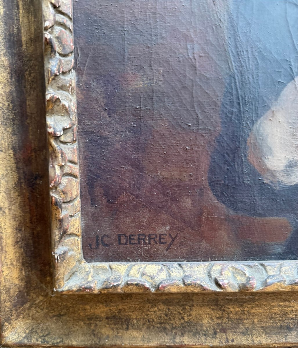 Jacques Derrey . Portrait au turban. Huile sur toile-photo-3