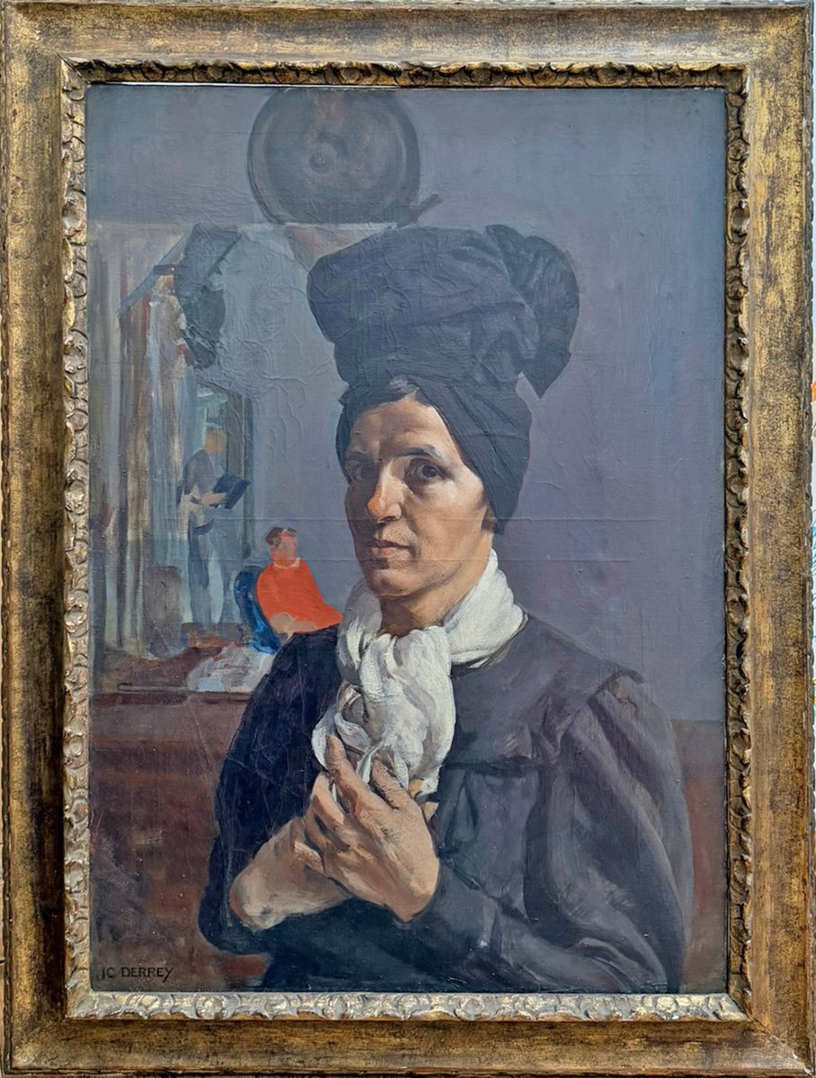 Jacques Derrey . Portrait au turban. Huile sur toile