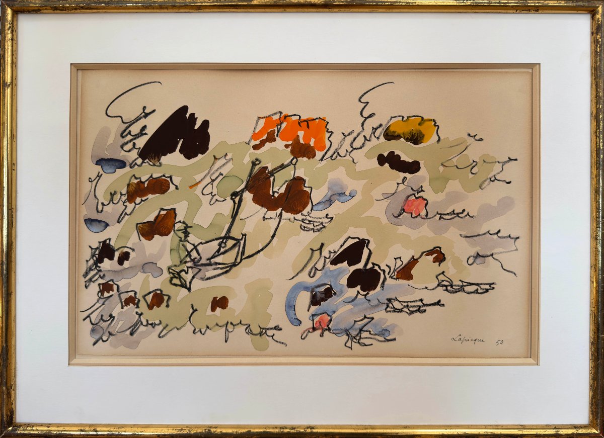 Charles Lapicque. " Petite pêche à Bréhat". Encre et aquarelle