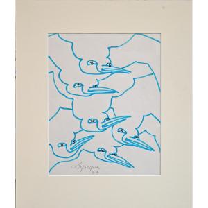 Charles Lapicque. Les Mouettes. Dessin 1959