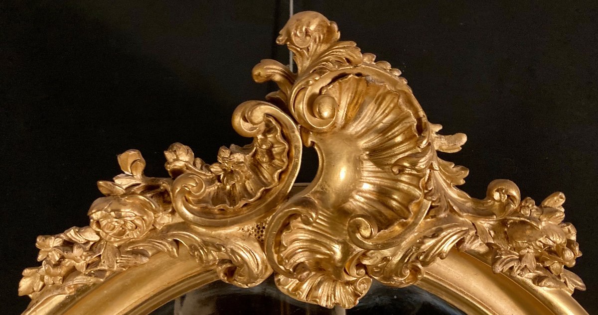Miroir Ovale Bois Doré -photo-2