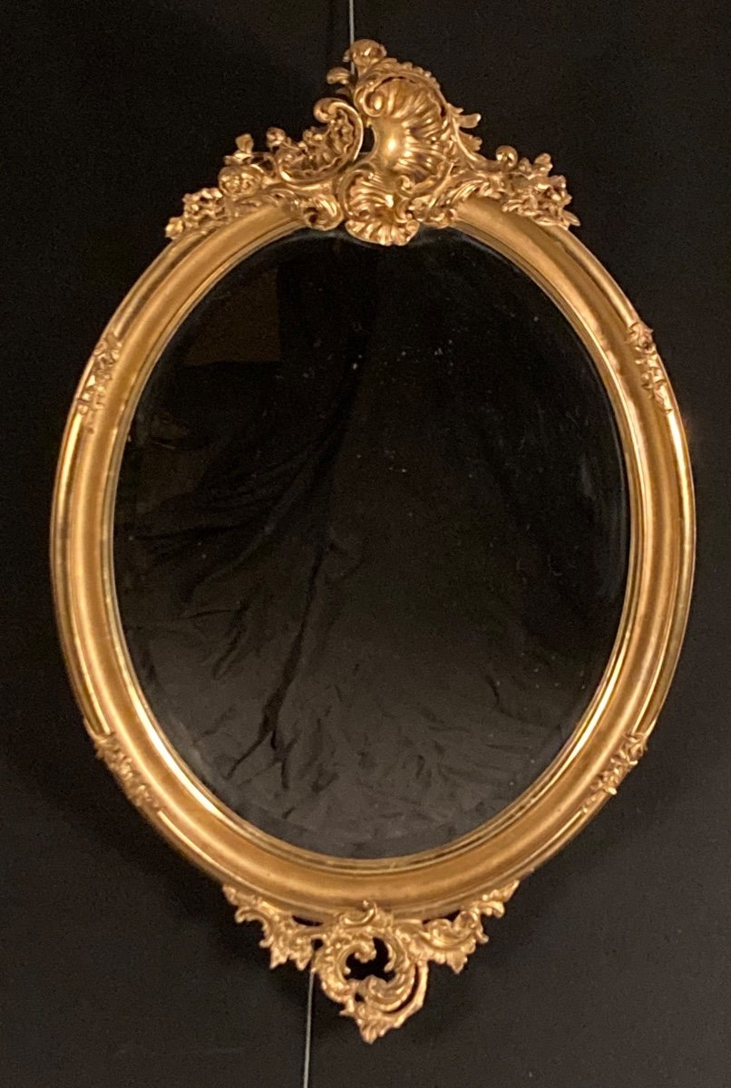 Miroir Ovale Bois Doré -photo-7
