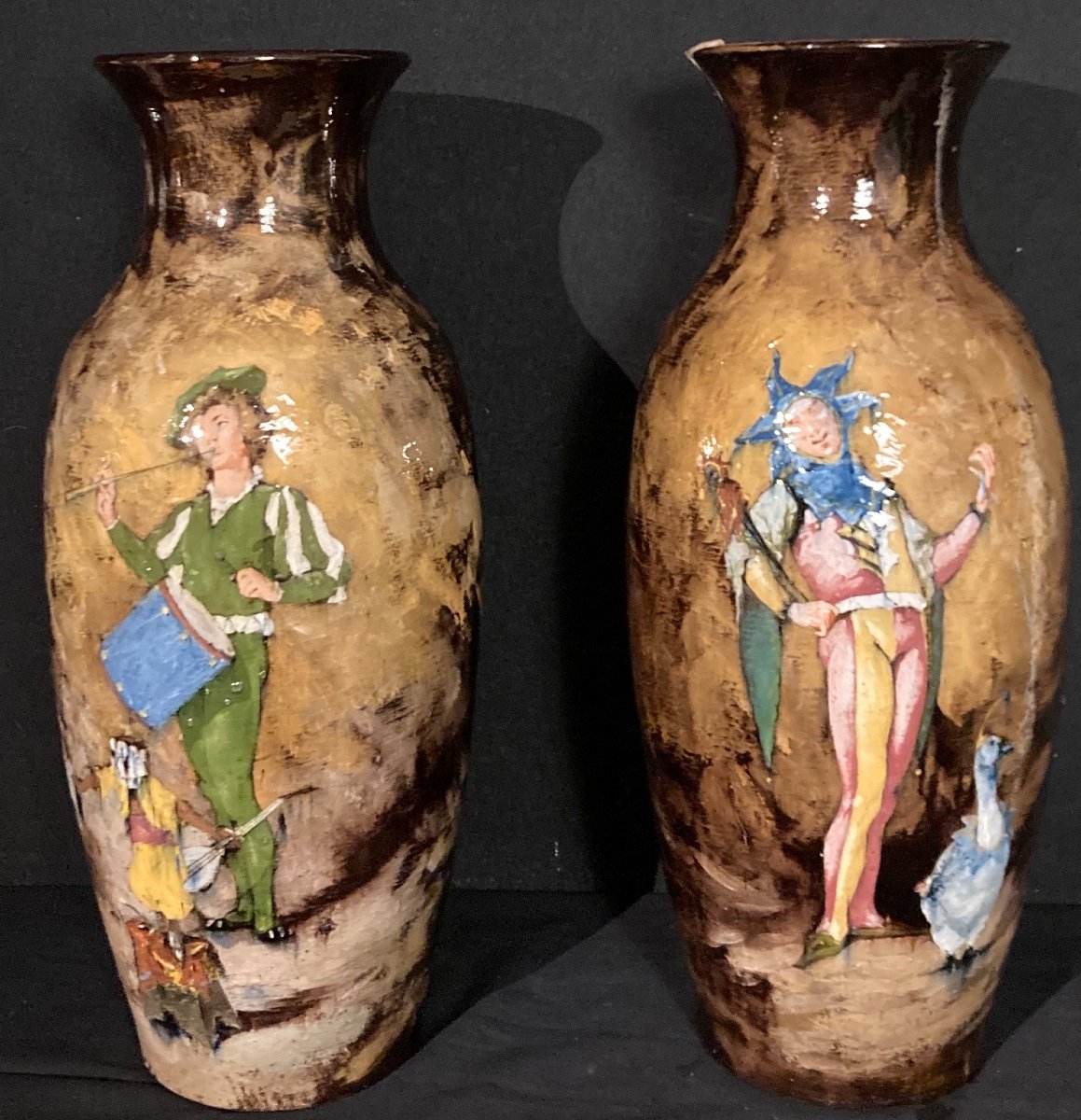 Paire De Grands Vases De François Laurin à Bourg- La- Reine