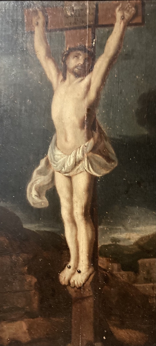 Peinture du XVIII éme siècle  . Le Christ sur la croix -photo-4
