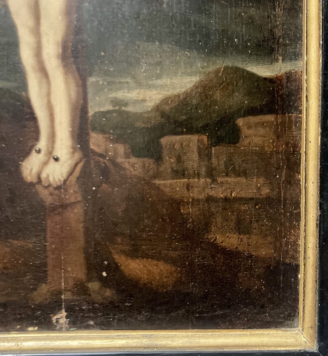 Peinture du XVIII éme siècle  . Le Christ sur la croix -photo-1