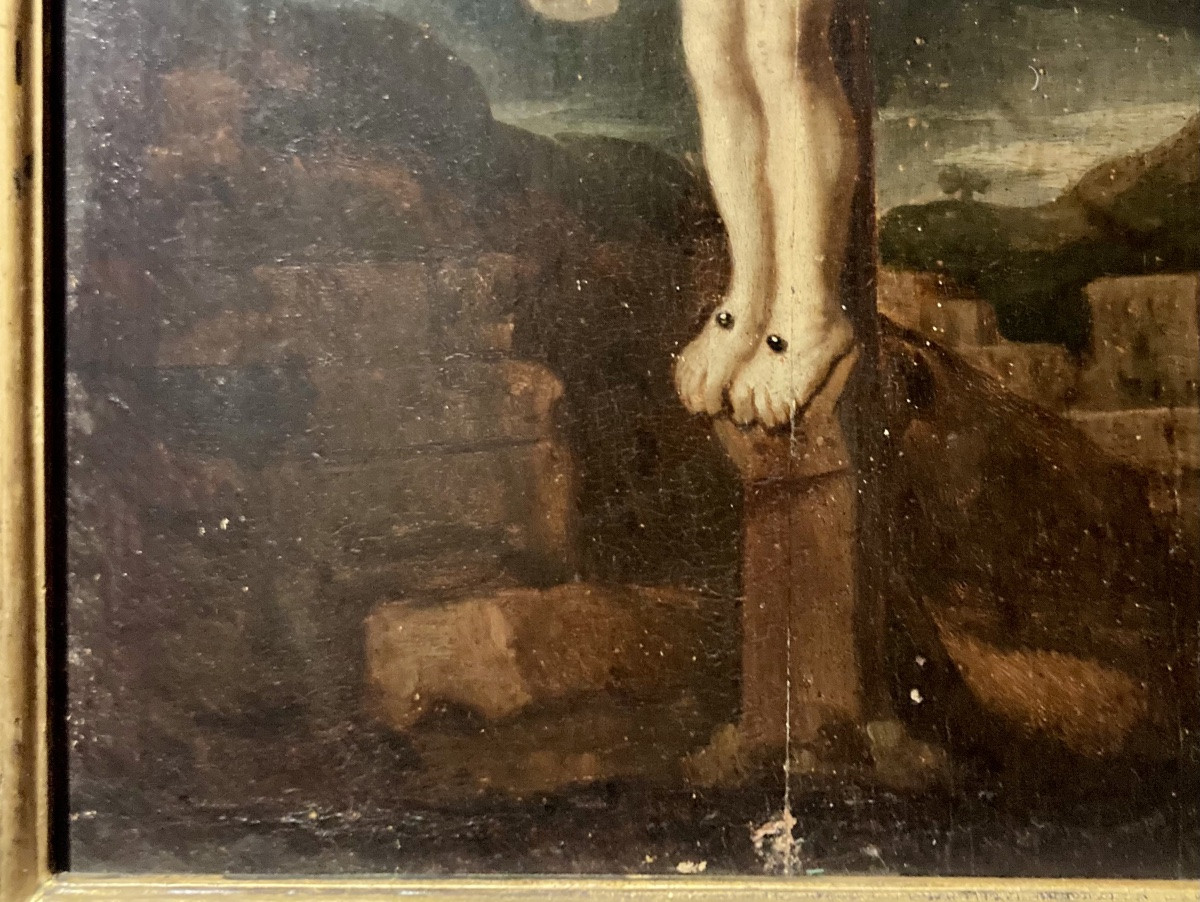 Peinture du XVIII éme siècle  . Le Christ sur la croix -photo-2