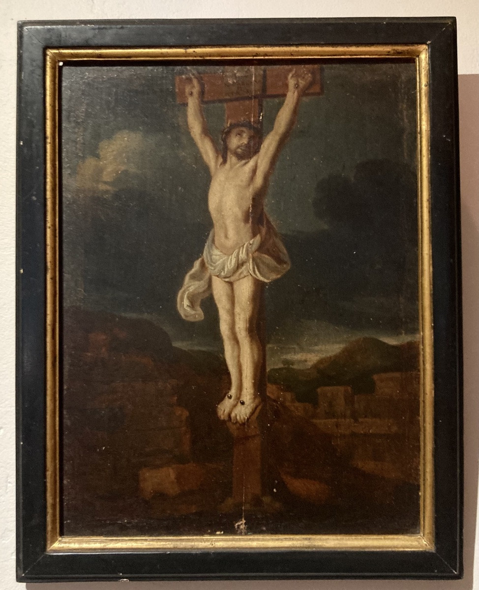 Peinture du XVIII éme siècle  . Le Christ sur la croix -photo-4