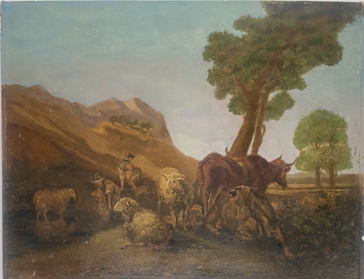 Huile sur panneau XIX éme siècle -photo-3