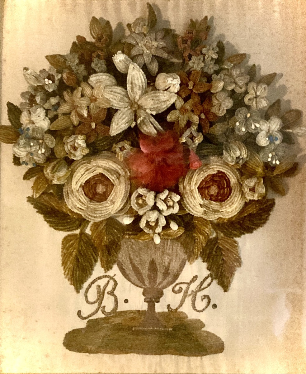 Embroidered Bouquet, 19th Century -photo-2