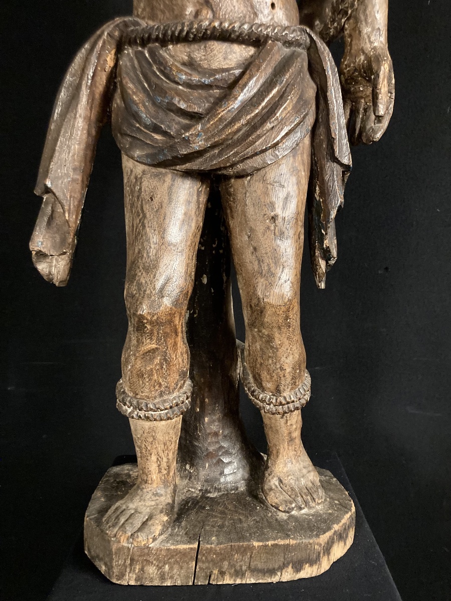 Saint Sébastien, Sculpture en bois du XVIII ème siècle -photo-4