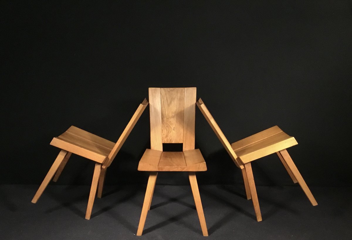 Six Chairs In Solid Elm 1960-photo-5