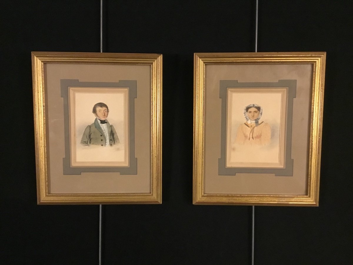 Pair Of Portraits XIXth Century Signed Duval