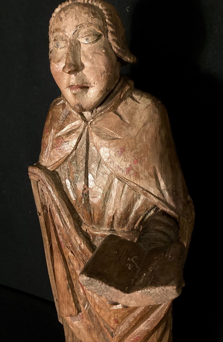 Saint Character In Carved Wood XVIIth Century-photo-2