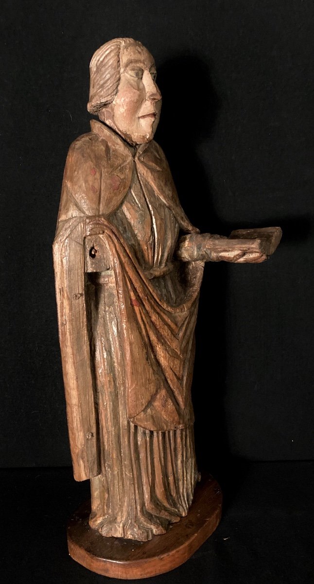 Saint Character In Carved Wood XVIIth Century-photo-3