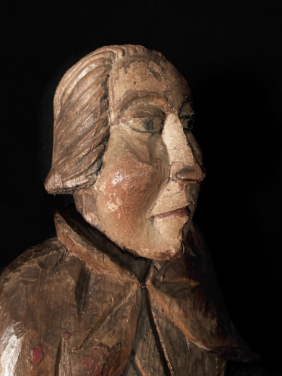 Saint Character In Carved Wood XVIIth Century-photo-4