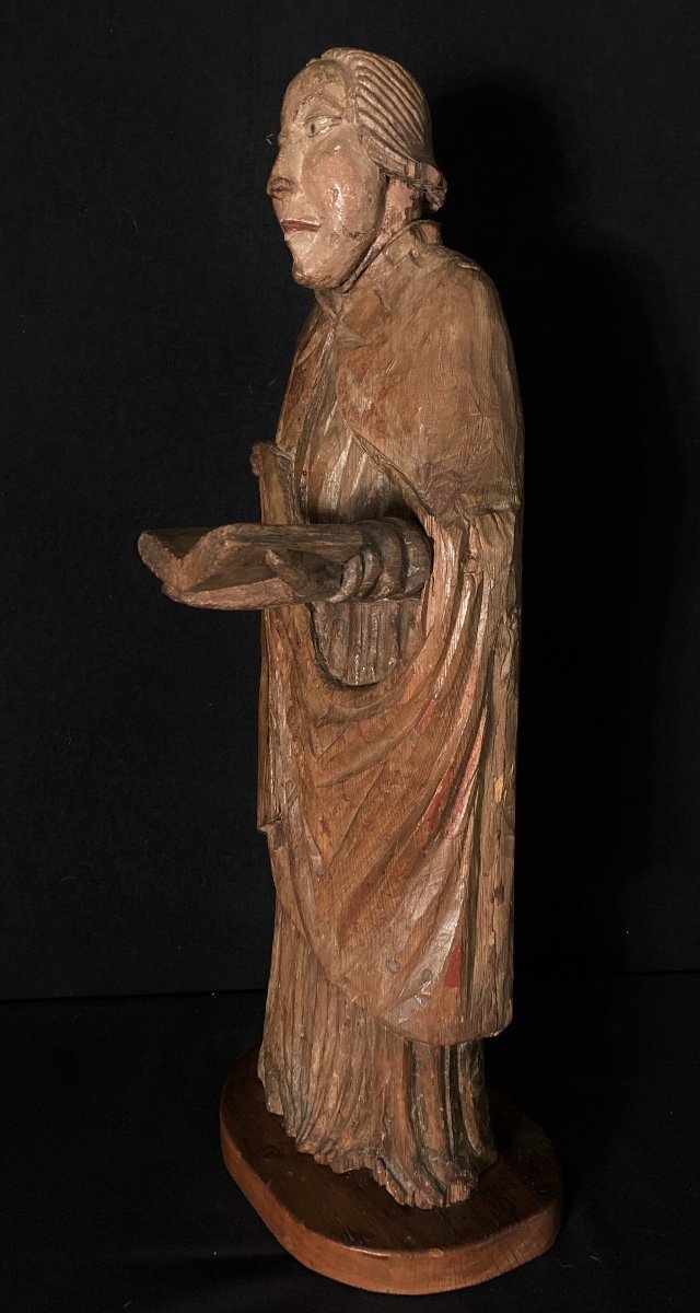 Saint Character In Carved Wood XVIIth Century-photo-2