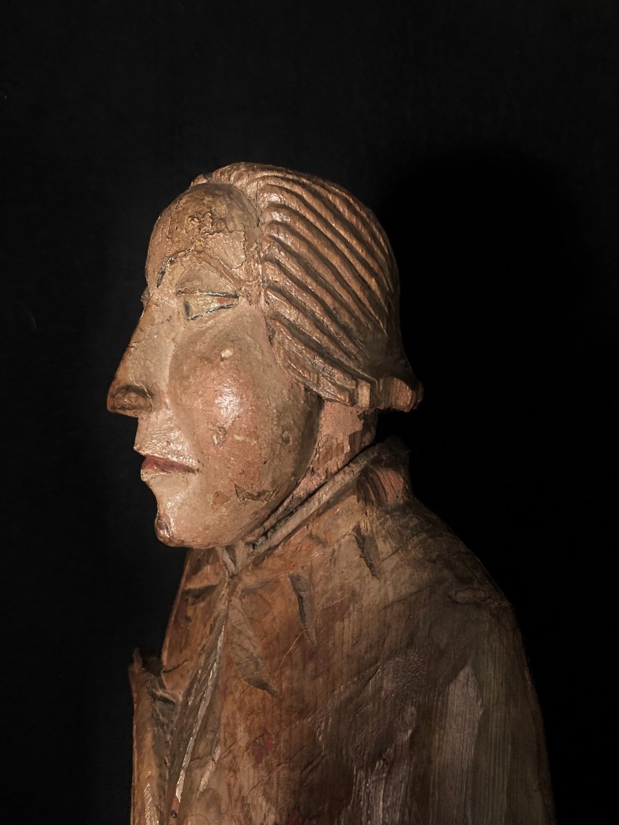 Saint Character In Carved Wood XVIIth Century-photo-3