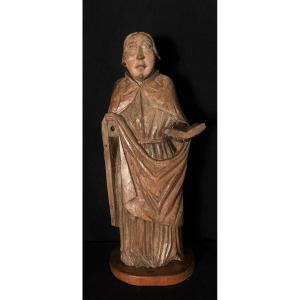 Saint Personnage En Bois Sculpté XVII éme Siècle 