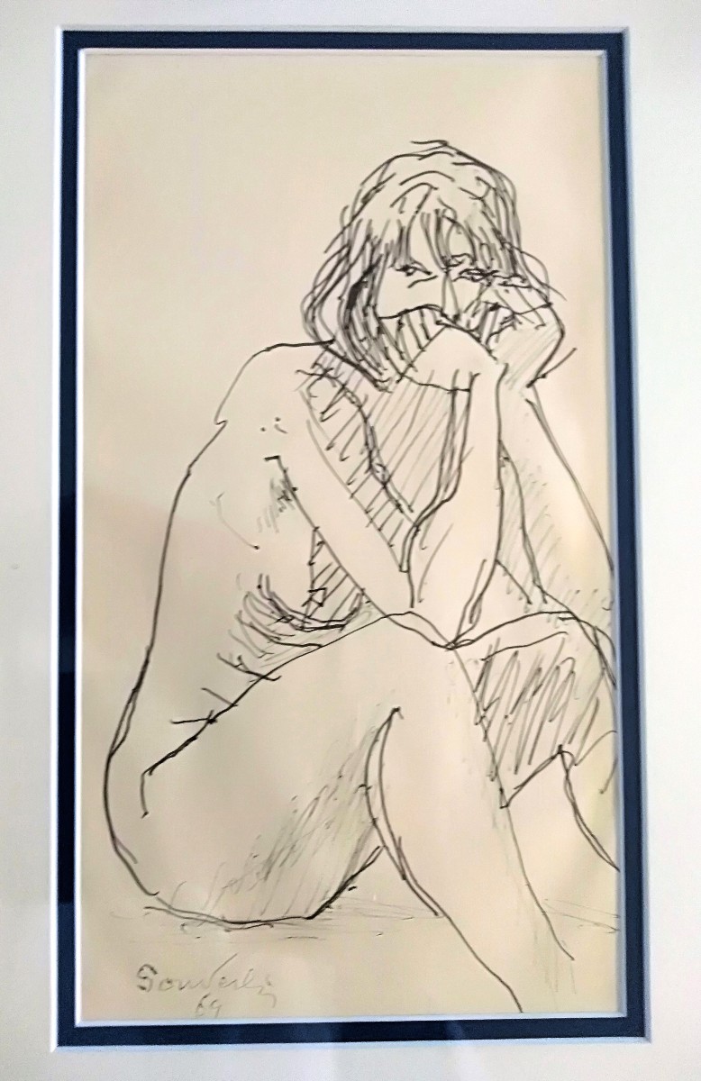 Jean Souverbie (1891/1981) Nude Study Half Format Graphite And Stump On XX Paper