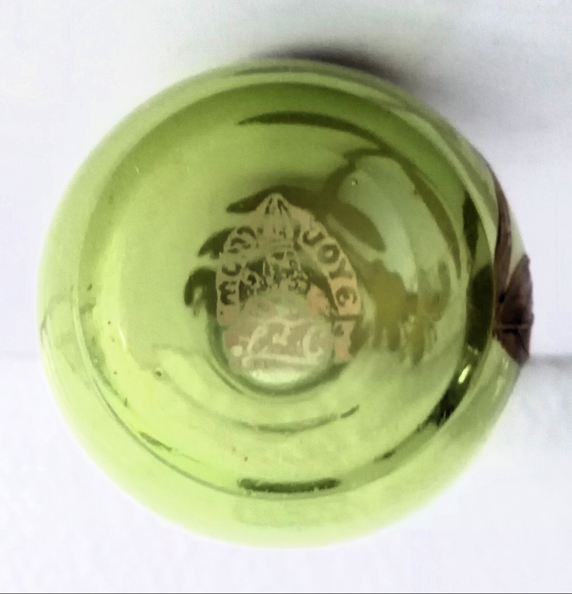  Vase miniature « art nouveau » MontJoye, Legras St Denis, vert, à décor émaillé or fin XIX/XX-photo-1