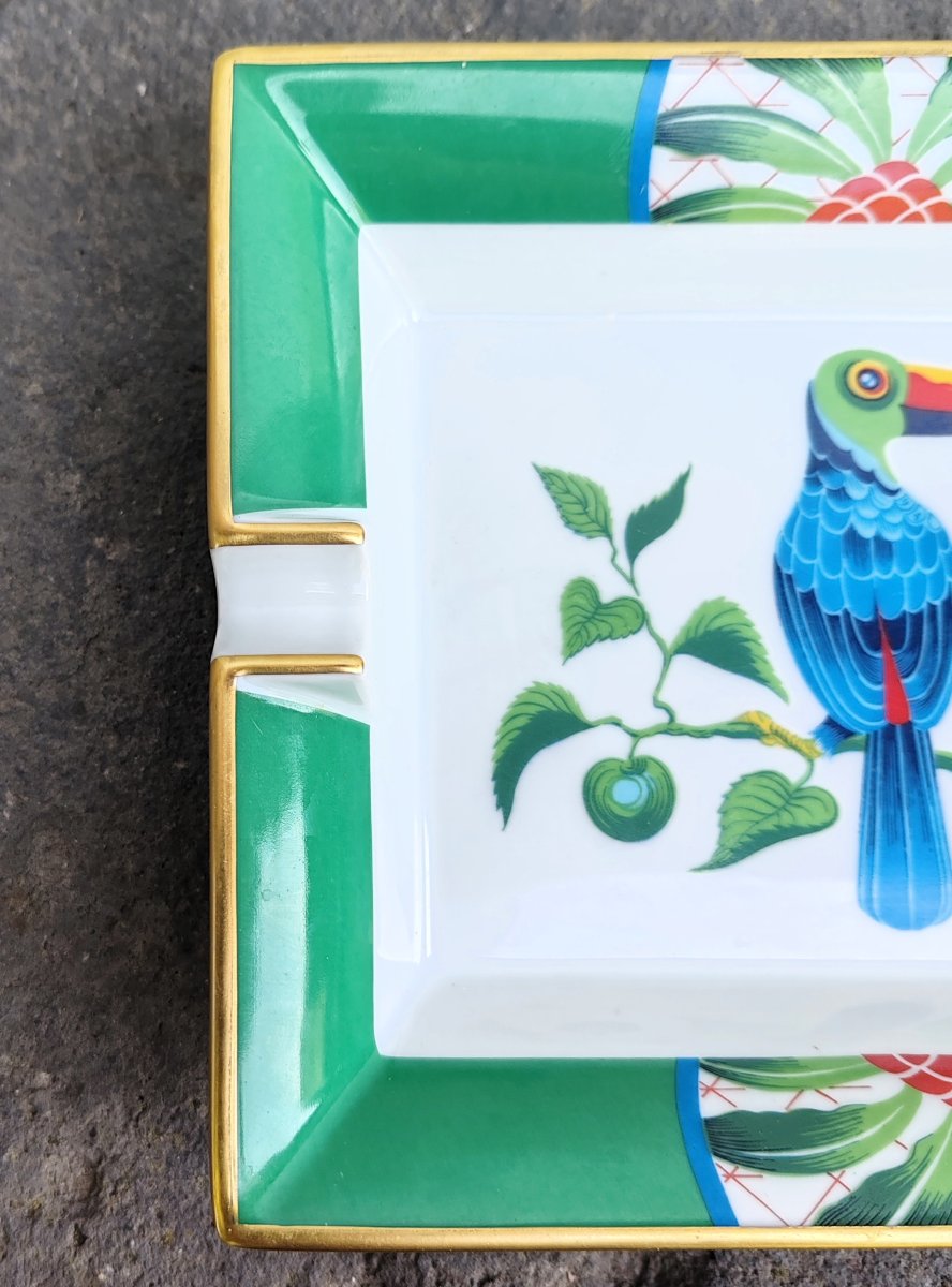 Hermès Cendrier Vide poches TOUCANS en Porcelaine de Limoges, vers 1986-photo-3
