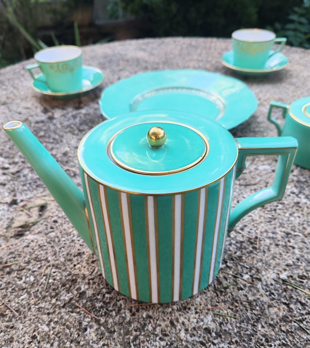 Richard Ginori Tea And Coffee Service Designed By Claudio La Viola Amadeus Green Circa 1990-photo-2