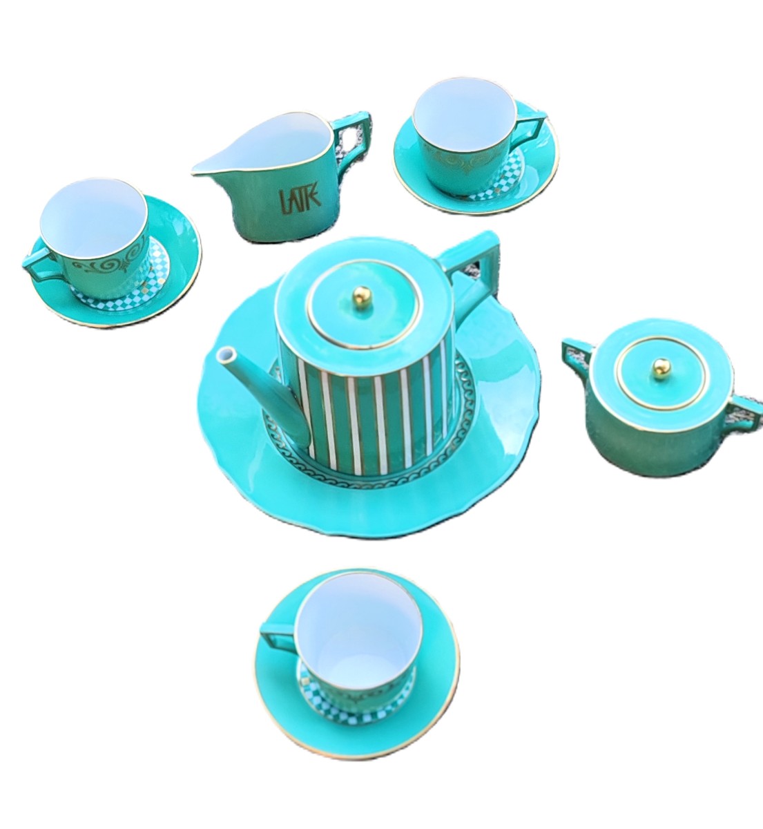 Richard Ginori Tea And Coffee Service Designed By Claudio La Viola Amadeus Green Circa 1990