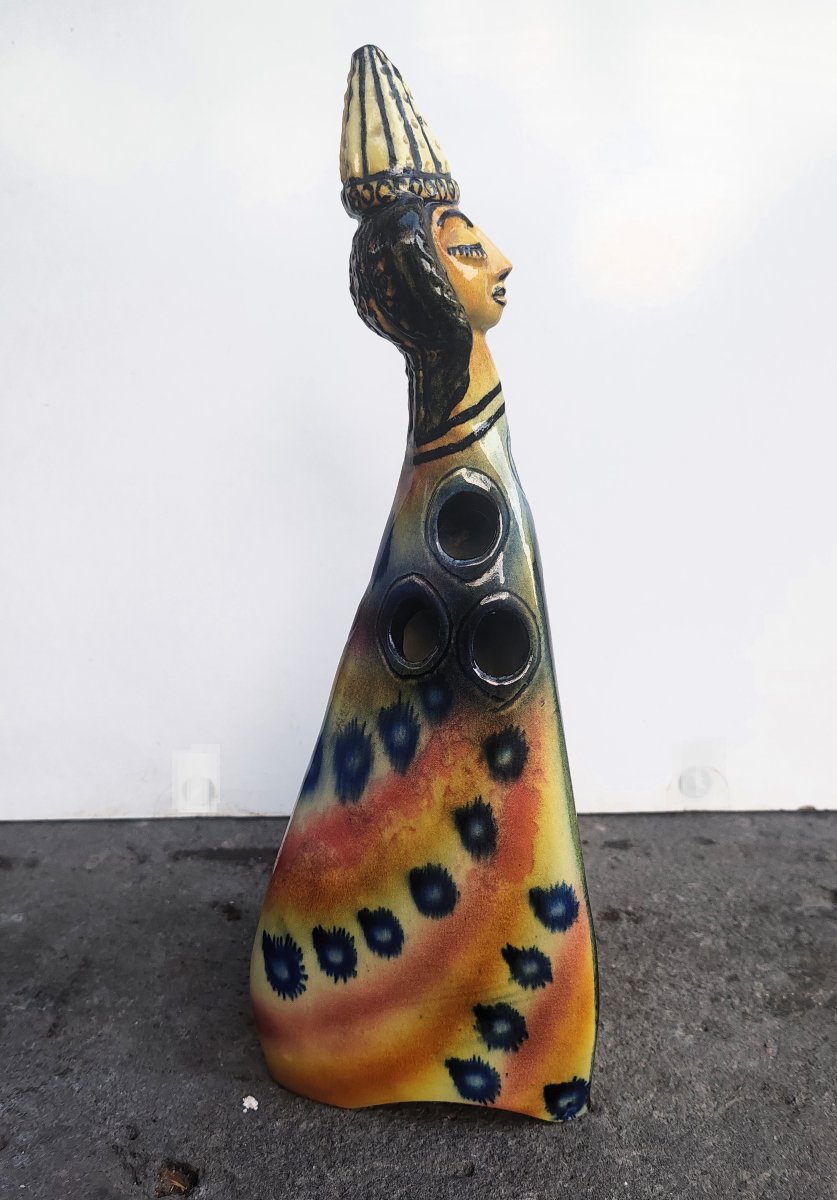 Accolay Pottery: Large Anthropomorphic Ceramic Sculpture Depicting A Female Figure-photo-2