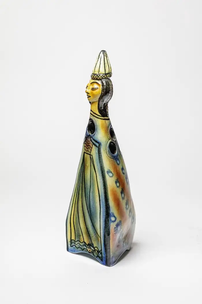 Accolay Pottery: Large Anthropomorphic Ceramic Sculpture Depicting A Female Figure