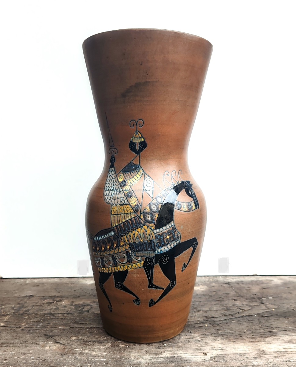 Proantic: Jean De Lespinasse Large Earthenware Vase Decorated With Kni