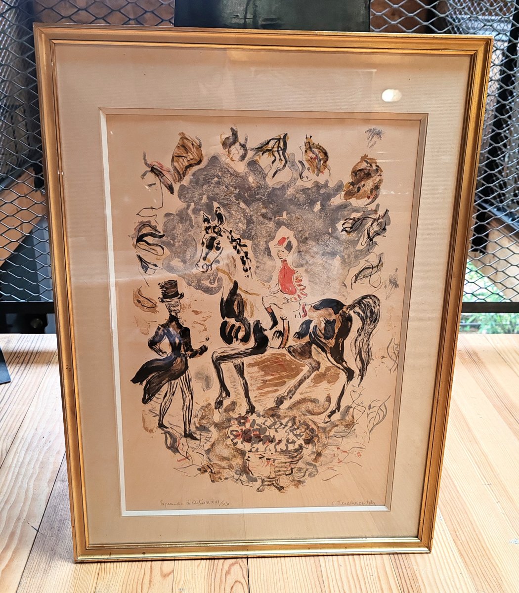 Constantin Tereshkovitch (1902-1978) The Young Jockey Equestrian Scene Original Lithograph-photo-3