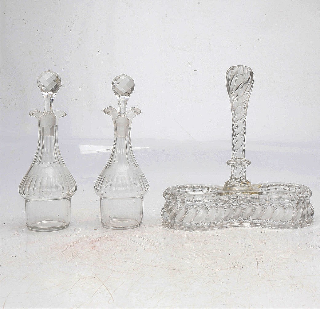 Huilier et Vinaigrier avec support en cristal de Baccarat fin XIX début XX ème-photo-4