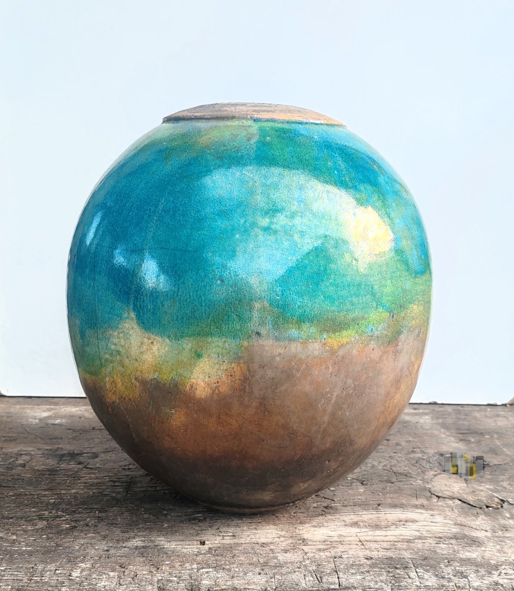  Gisèle Buthod Garçon Large Spherical Vase In Nuanced Glazed Stoneware -photo-2