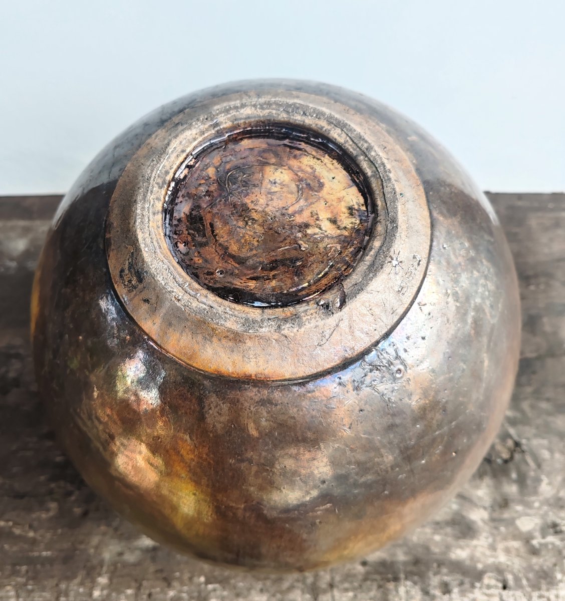  Gisèle Buthod Garçon Large Spherical Vase In Nuanced Glazed Stoneware -photo-4