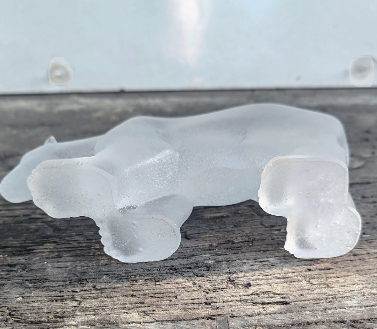 DAUM FRANCE OURS POLAIRE EN PATE DE VERRE DEPOLI XX ème-photo-4