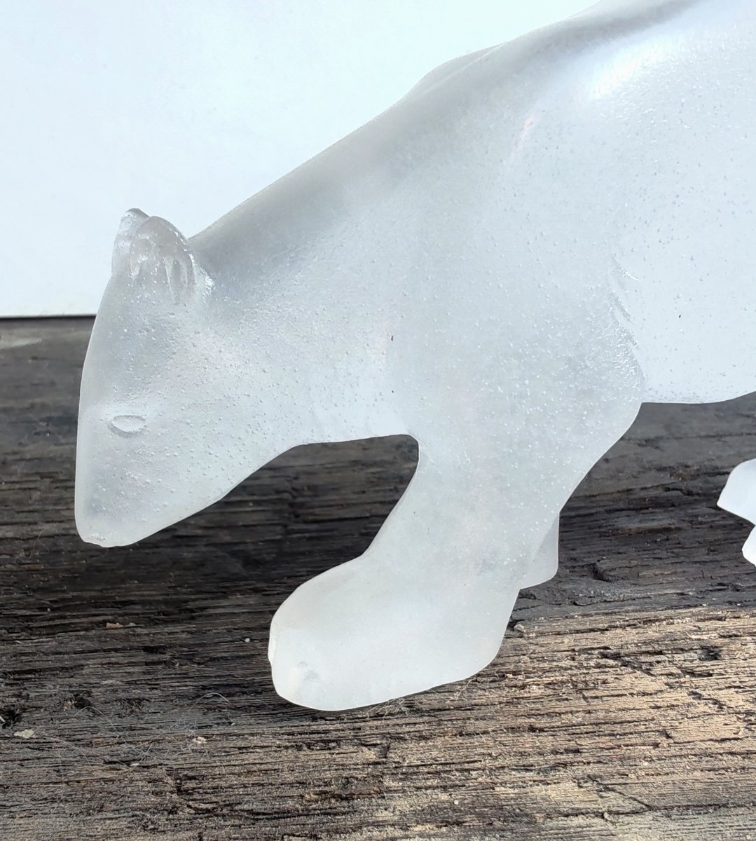 DAUM FRANCE OURS POLAIRE EN PATE DE VERRE DEPOLI XX ème-photo-1